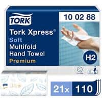 Tork Xpress Premium Handdoeken H2 M-vouw Wit 2-laags 100288 21 Stuks à 110 Vellen