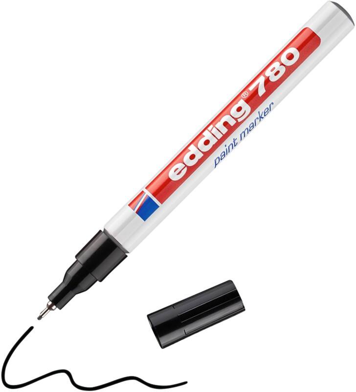 edding 780 Permanent Lakmarker Zwart Extra Fijn Naaldpunt 1 - 0,8 mm Waterbestendig