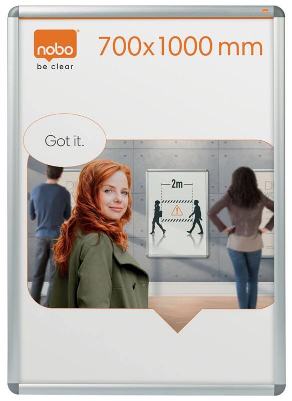 Nobo Premium Plus Kliklijst 75,5 (B) x106 (H) cm Aluminum Grijs, transparant, zilver