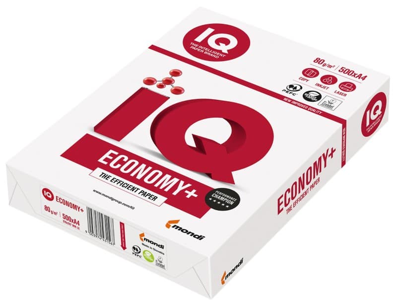 IQ Economy+ A4 Kopieerpapier Wit 80 g/m² Glad 500 Vellen