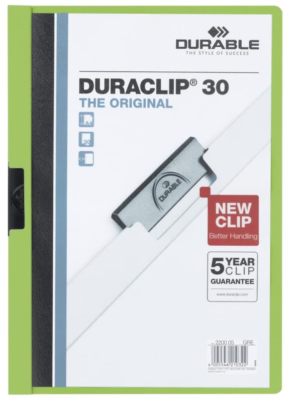 DURABLE Duraclip Klemmap 30 Vellen A4 Groen