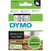 Dymo D1 S0720930 / 53713 Authentiek Labeltape Zelfklevend Zwart op wit 24 mm x 7m