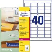 AVERY Zweckform QuickPEEL Waterbestendig Adresetiketten L4770-25 Zelfklevend A4 Transparant 45,7 x 25,4 mm 25 Vellen à 40 Etiketten