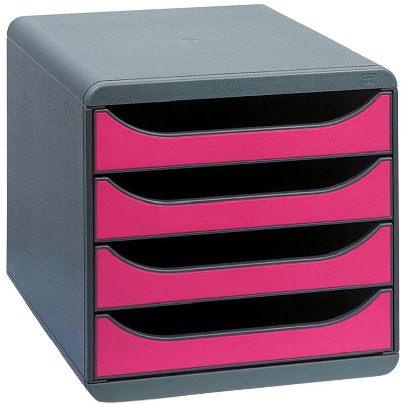 Exacompta Ladesysteem PP (Polypropeen) Framboos, grijs 4 Lades 27,8 x 34,7 x 26,7 cm A4+