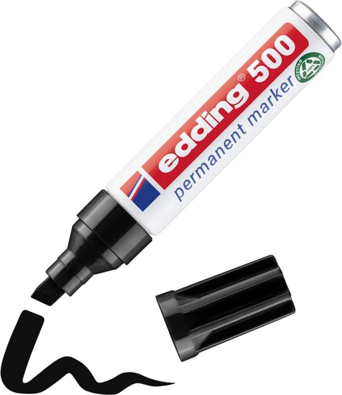 edding 500 Permanentmarker 100% Gerecycled Breed Beitelpunt 2 - 7 mm Zwart Navulbaar Waterbestendig