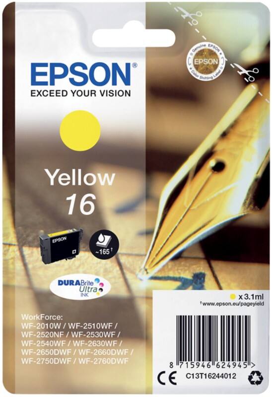 Epson 16 Origineel Inktcartridge C13T16244012 Geel