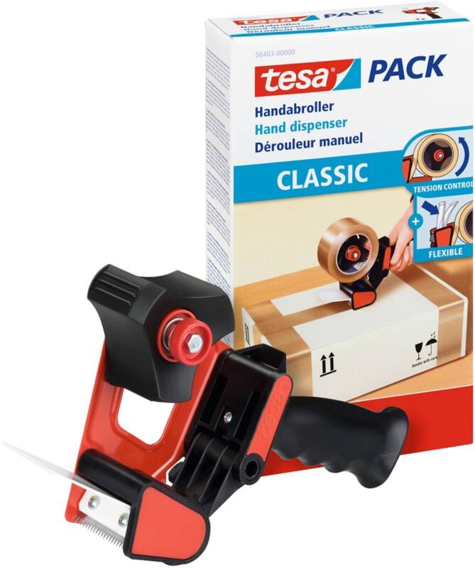 tesa Verpakkingstape dispenser Classic 56403 Zwart, rood