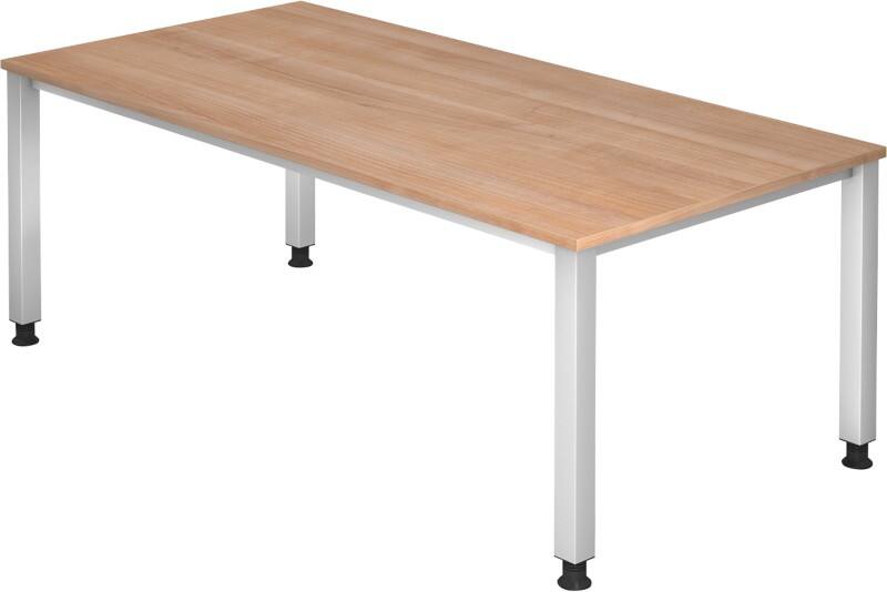 Hammerbacher Q Series VQS Hoogteverstelbaar Bureau Rechthoekig Walnoot 4 metalen poten 2.000 (B) x 1.000 (D) x 810 (H) mm Spaanplaat, Staal