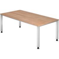 Hammerbacher Q Series VQS Hoogteverstelbaar Bureau Rechthoekig Walnoot 4 metalen poten 2.000 (B) x 1.000 (D) x 810 (H) mm Spaanplaat, Staal