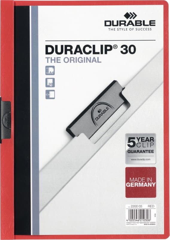 DURABLE Duraclip Klemmap 30 Vellen A4 Rood