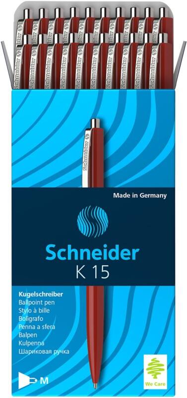 Schneider Intrekbaar Balpen Rood 0,5 mm Medium Balpen Navulbaar 20 Stuks