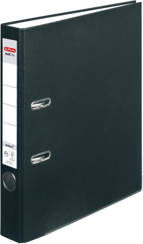 herlitz maX,file protect Smal Ordner A4 50 mm Zwart 2 Ringen 5450804 Kunststof Reliëf Staand
