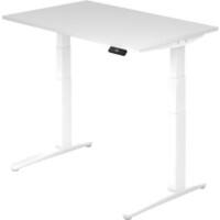 Hammerbacher Zit-sta-bureau Elektrisch in hoogte verstelbaar Rechthoekig Hout Wit T-voet 1.200 x 800 x 720 mm
