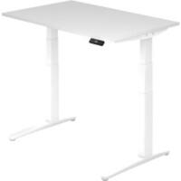 Hammerbacher Zit-sta-bureau Elektrisch in hoogte verstelbaar Rechthoekig Hout Wit T-voet 1.200 x 800 x 720 mm