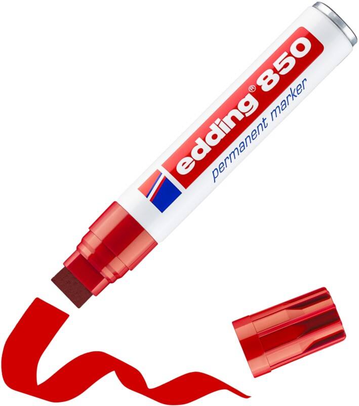 edding 850 Permanentmarker 100% Gerecycled Extra breed Beitelpunt 5 - 15 mm Rood Navulbaar Waterbestendig
