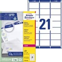 Avery Ultragrip Adresetiketten L7160-250 Klevend A4 Wit 63,5 x 38,1 mm 250 Vellen à 21 Etiketten