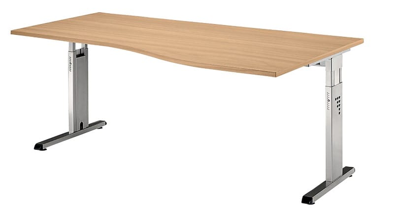 Hammerbacher Matrix VOS Hoogteverstelbaar Bureau Niervormig Beuken C-Voet 1.800 (B) x 1.000 (D) x 850 (H) mm Spaanplaat, Staal
