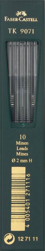 Faber-Castell Vulpotlood-vulling 2,0 mm 2H Zwart TK 9071 10 Stuks