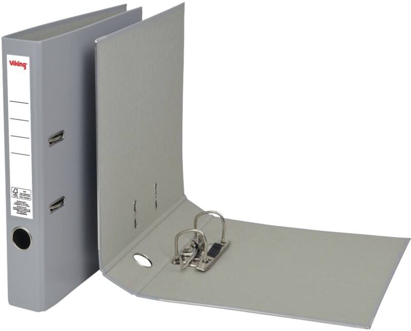 Viking Smal Ordner A4 50 mm Grijs 2 Ringen Karton, PP (Polypropeen) Mat Staand