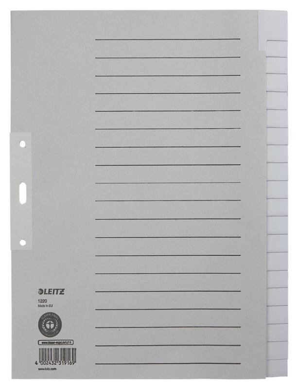 Leitz Blanco Tabbladen A4+ Grijs 20 tabs Karton 3 Gaten 1220