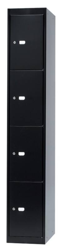 Bisley Staal Garderobe 4 Deuren 1 kluis Sleutel 305 x 457 x 1.802 mm Zwart