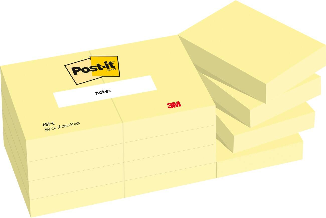Post-it Notes 38 x 51 mm Canary Yellow Geel 12 Blokken van 100 Vellen