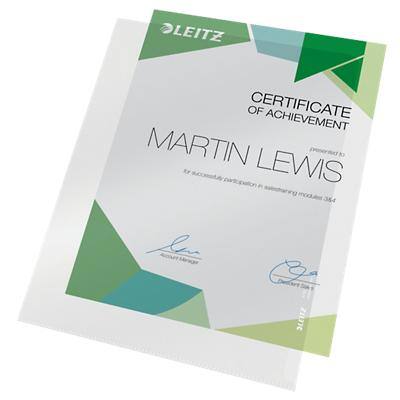Leitz Premium L-map A4 Transparant PVC (Polyvinylchloride) 150 Micron 10 Stuks