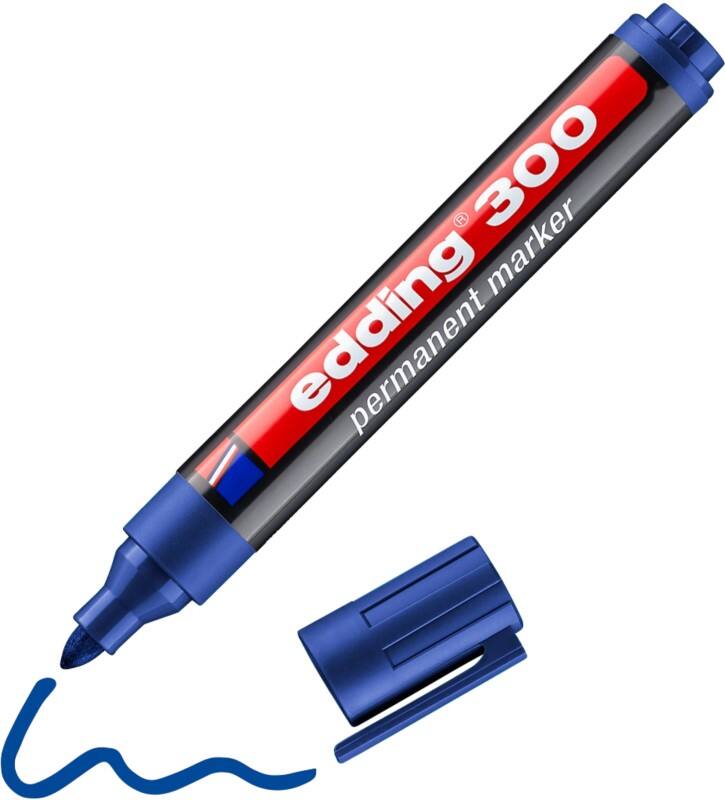 edding 300 Permanentmarker Medium Ronde punt 1,5 - 3 mm Blauw Navulbaar Waterbestendig