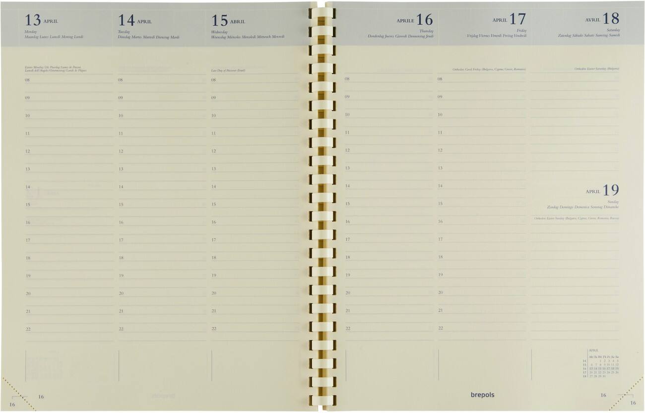 Brepols Concorde Agenda-navulling 2026 A4 1 Week per 2 pagina's Duits, Engels, Frans, Italiaans, Nederlands, Spaans Crème 0,240,9900,00,2,0