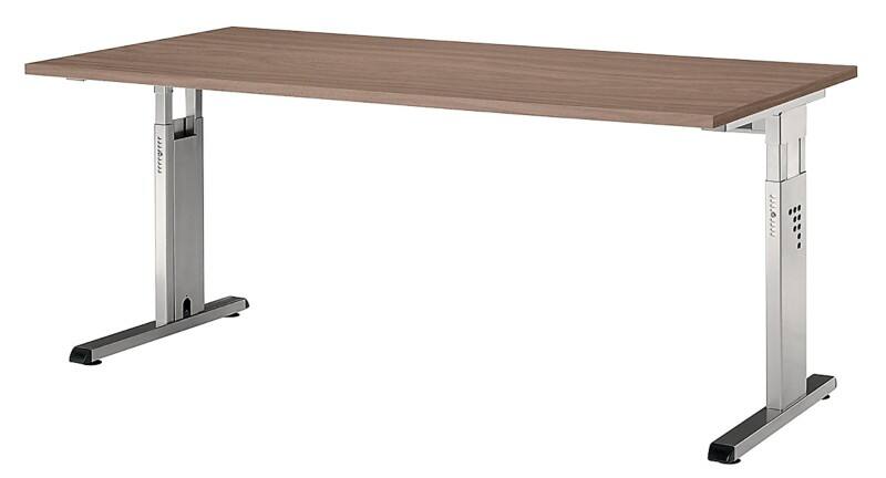 Hammerbacher Matrix VOS Hoogteverstelbaar Bureau Rechthoekig Walnoot C-Voet 1.600 (B) x 800 (D) x 850 (H) mm Spaanplaat, Staal