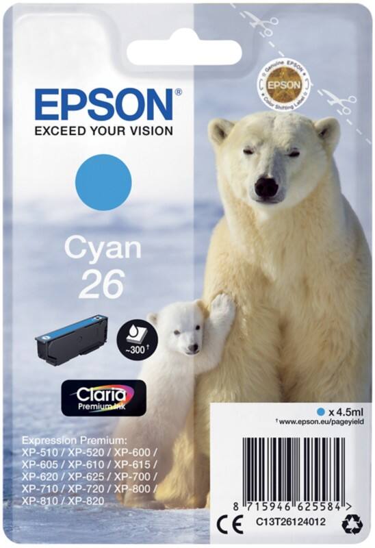 Epson 26 Origineel Etiketteertape C13T26124012 Cyaan