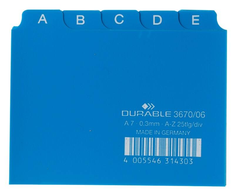 DURABLE 367006 Plastic scheidingstabbladen Blauw A7 Plastic 10,5 x 7,4 cm 25 Stuks