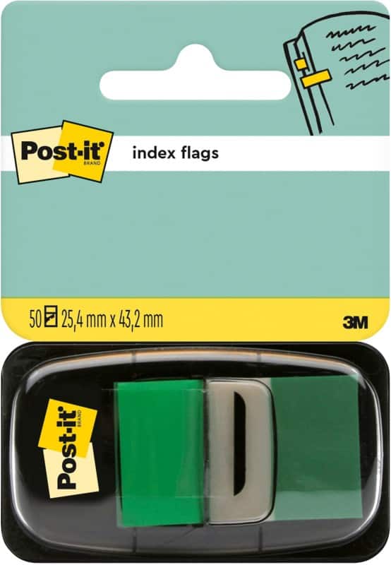 Post-it Index Rechthoekig 2,54 x 4,32 cm Groen 50 Strips