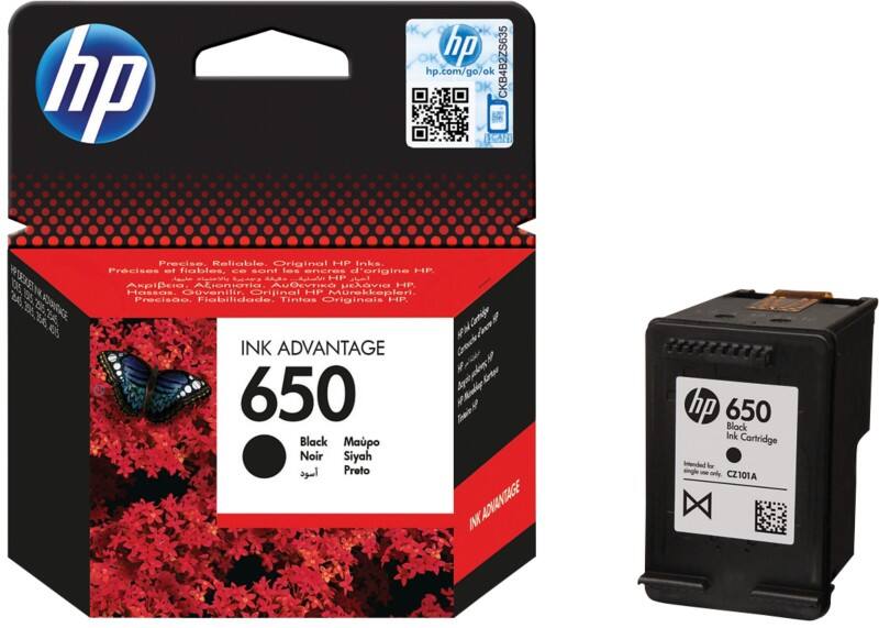 HP 650 Origineel Inktcartridge CZ101AE#BHK Zwart
