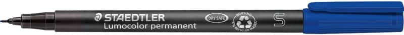 STAEDTLER Lumocolor Universal S Permanentmarker 97% Gerecycled Extra Fijn Ronde punt 0,4 mm Blauw Navulbaar 10 Stuks
