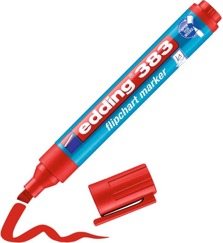 edding 383 Marker Breed Beitelpunt 1 - 5 mm Rood Navulbaar Waterbestendig