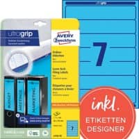 AVERY Zweckform Ordnerrugetiketten L4763-20 Ultragrip Blauw A4 192 x 38 mm 20 Vellen à 7 Etiketten