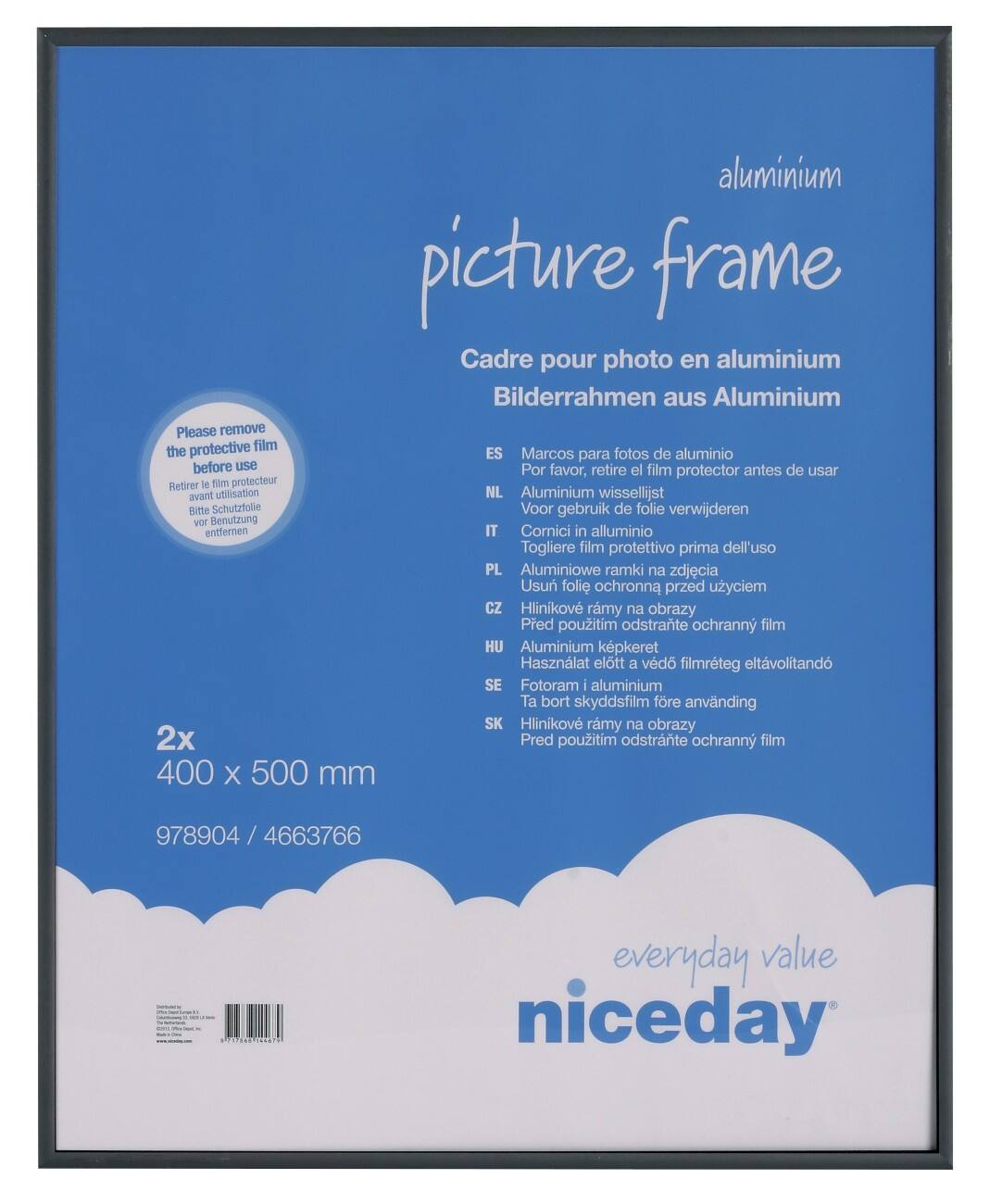 Niceday Wandmontage Foto Frame 978904 400 x 500 mm Zwart 2 stuks