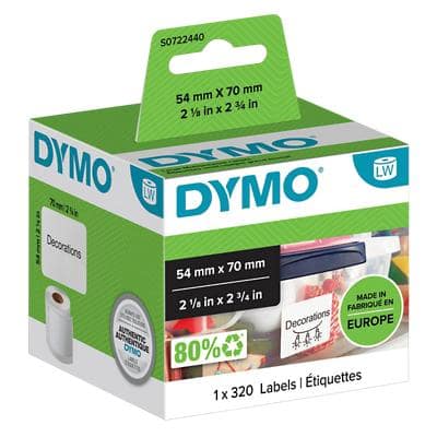 Dymo LW S0722440 / 99015 Authentiek Multifunctionele/Diskette Labels Zelfklevend Wit 54 x 70 mm