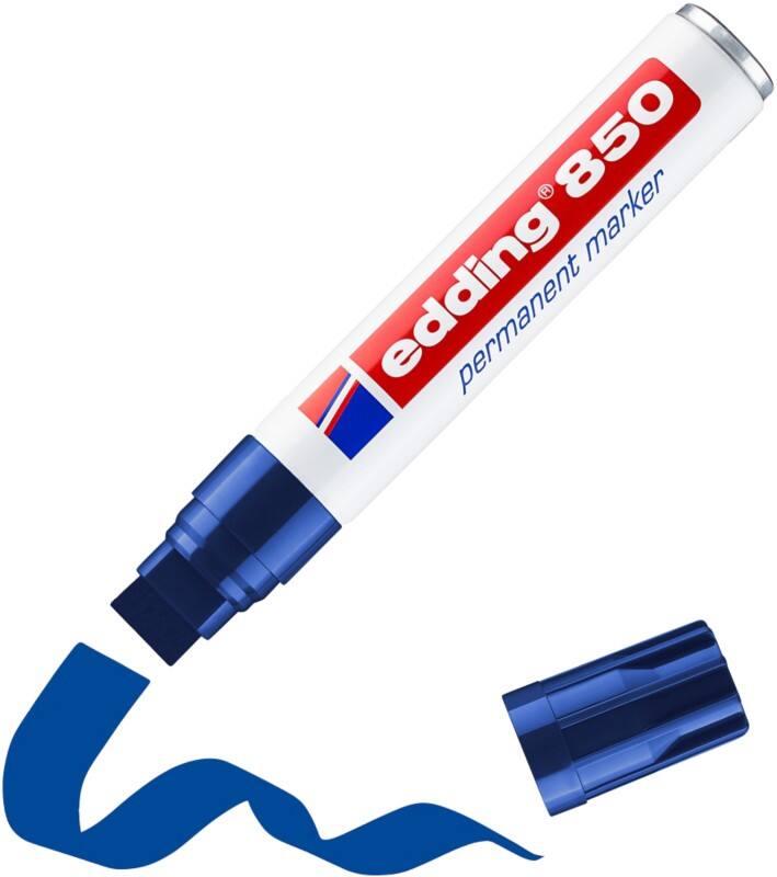 edding 850 Permanentmarker 100% Gerecycled Extra breed Beitelpunt 5 - 15 mm Blauw Navulbaar Waterbestendig