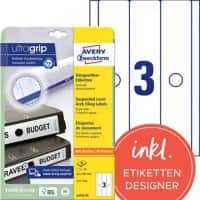 Avery UltraGrip Ordnerrugetiketten L4757-25 Klevend A4 Wit 6,3 x 29,7 cm 25 Vellen à 3 Etiketten