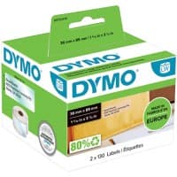 Dymo LW S0722410 / 99013 Authentiek Grote Adresetiketten Zelfklevend Transparant 36 x 89 mm