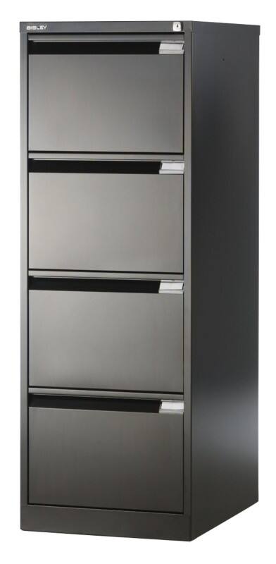 Bisley Stalen Archiefkast 4 Lades Afsluitbaar 470 x 622 x 1.321 mm Zwart
