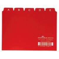 DURABLE 3660-03 Alfabetische tabbladindex Rood A6 Plastic 14,8 x 10,5 cm 25 Stuks