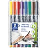 STAEDTLER Lumocolor 317 Overheadmarker 97% gerecycled Medium Ronde punt 1 mm Kleurenassortiment Navulbaar 8 Stuks