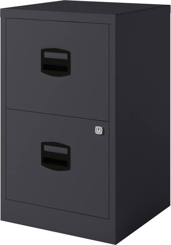 Bisley Metaal Hangmappenkast 2 Lades Afsluitbaar 413 x 400 x 672 mm Zwart