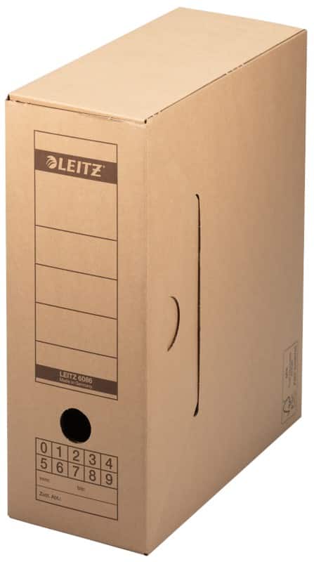 Leitz Premium archiefdozen 6086 met flapdeksel 1100 Vel A4 of 15 hangmappen naturel karton 12 x 27 x 32,5 cm