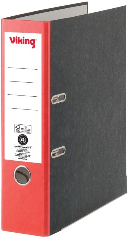 Viking Breed Ordner A4 80 mm Rood, zwart 2 Ringen Karton Wolkenmarmer Staand Gerecycled