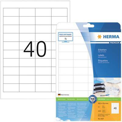 HERMA Multifunctionele etiketten 4357 Wit 48,5 x 25,4 mm 25 Vellen à 40 Etiketten