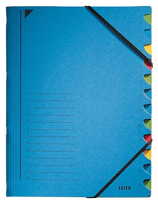 Leitz Sorteermap 7 tabs A4 Blauw karton 12 vakken (maand) 24,7 x 32 cm